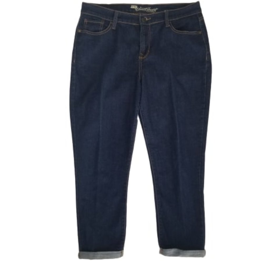Old Navy Sweetheart Jeans Size 10 Regular Cropped Cuffed Stretch Dark Wash Women